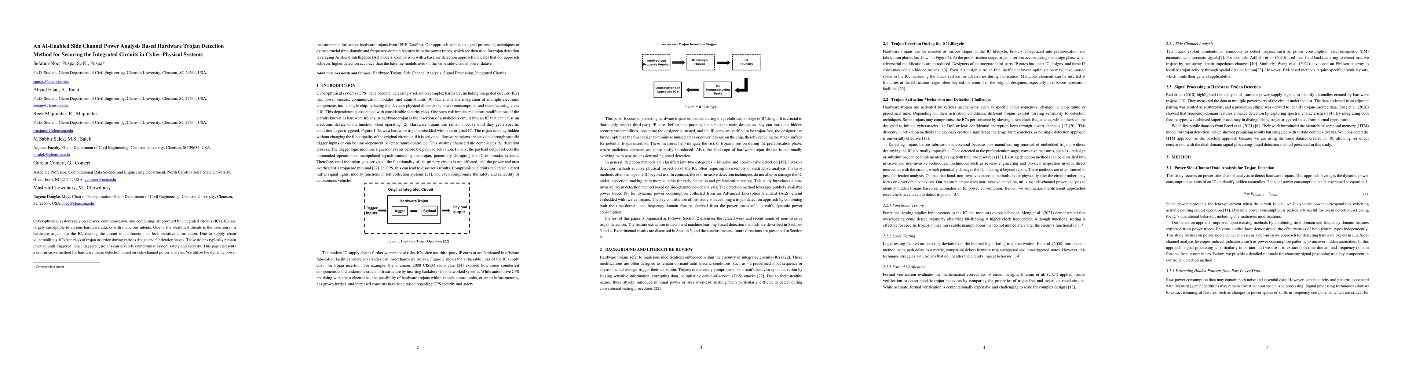 Thumbnail for An AI-Enabled Side Channel Power Analysis Based Hardware Trojan
  Detection Method for Securing the Integrated Circuits in Cyber-Physical
  Systems