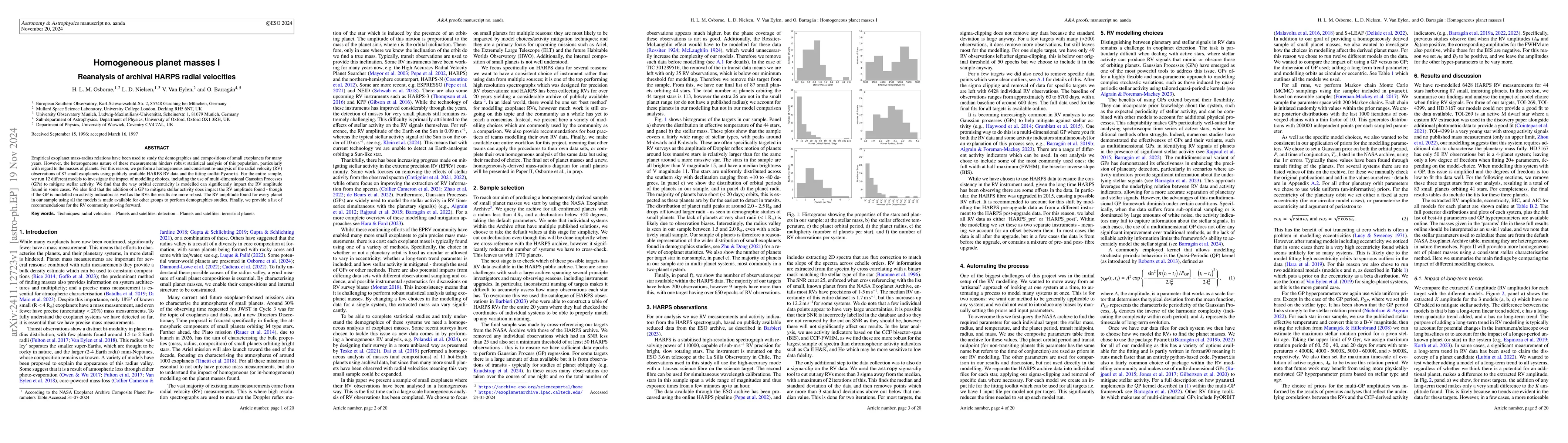 Thumbnail for Homogeneous planet masses I: Reanalysis of archival HARPS radial
  velocities