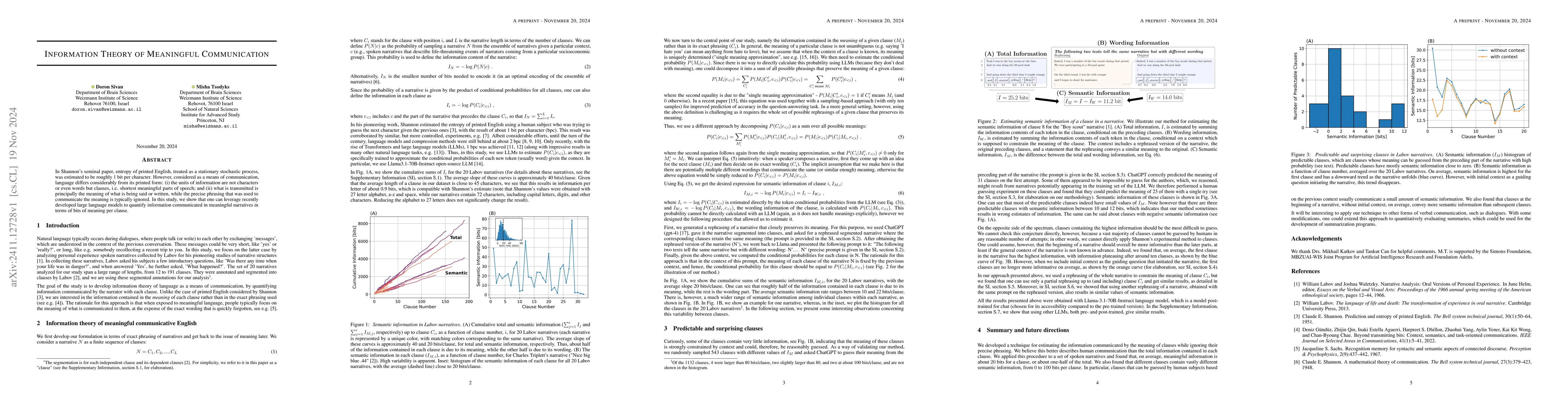 Thumbnail for Information Theory of Meaningful Communication