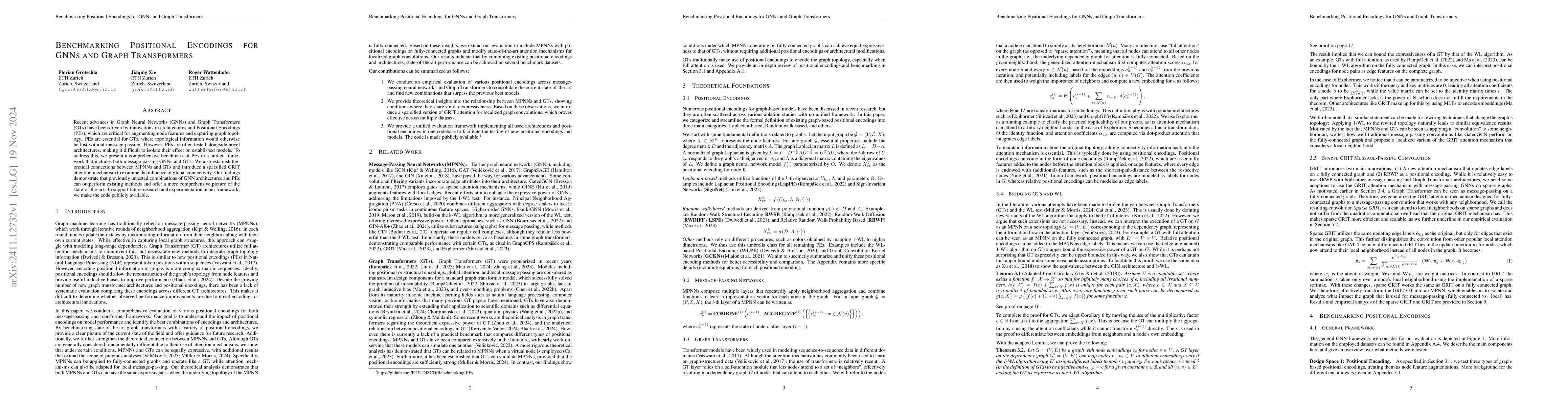 Thumbnail for Benchmarking Positional Encodings for GNNs and Graph Transformers