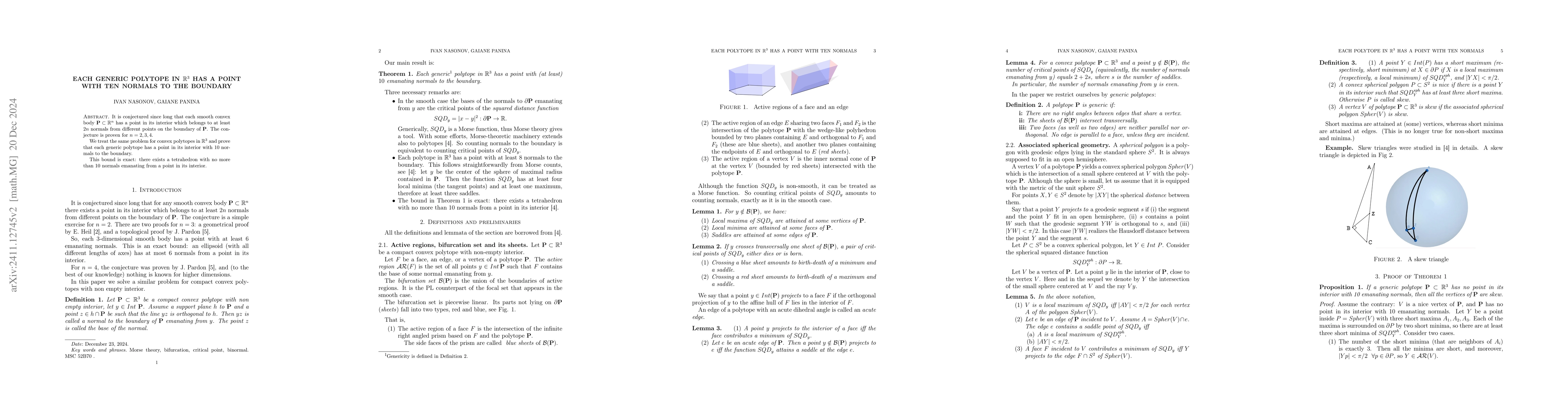 Thumbnail for Each simple polytope in $\mathbb{R}^3$ has a point with $10$ normals to
  the boundary