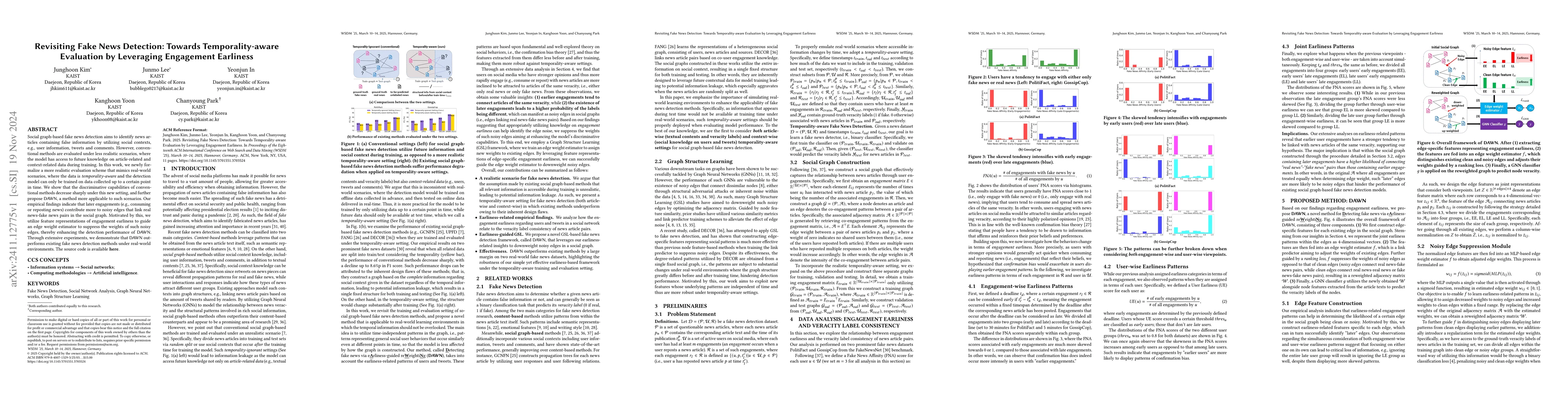 Thumbnail for Revisiting Fake News Detection: Towards Temporality-aware Evaluation by
  Leveraging Engagement Earliness
