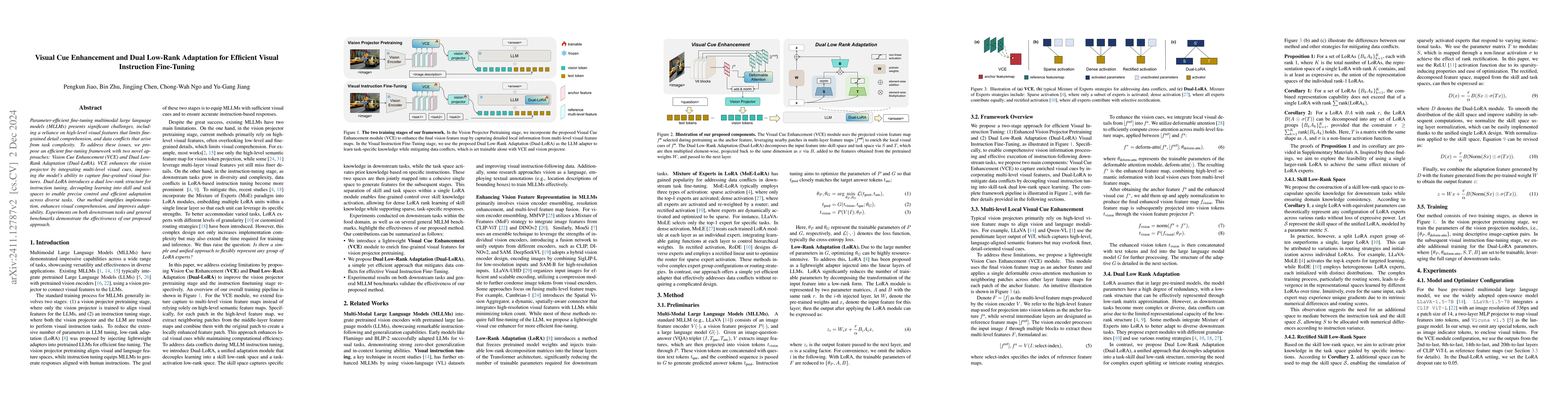 Thumbnail for Visual Cue Enhancement and Dual Low-Rank Adaptation for Efficient Visual
  Instruction Fine-Tuning