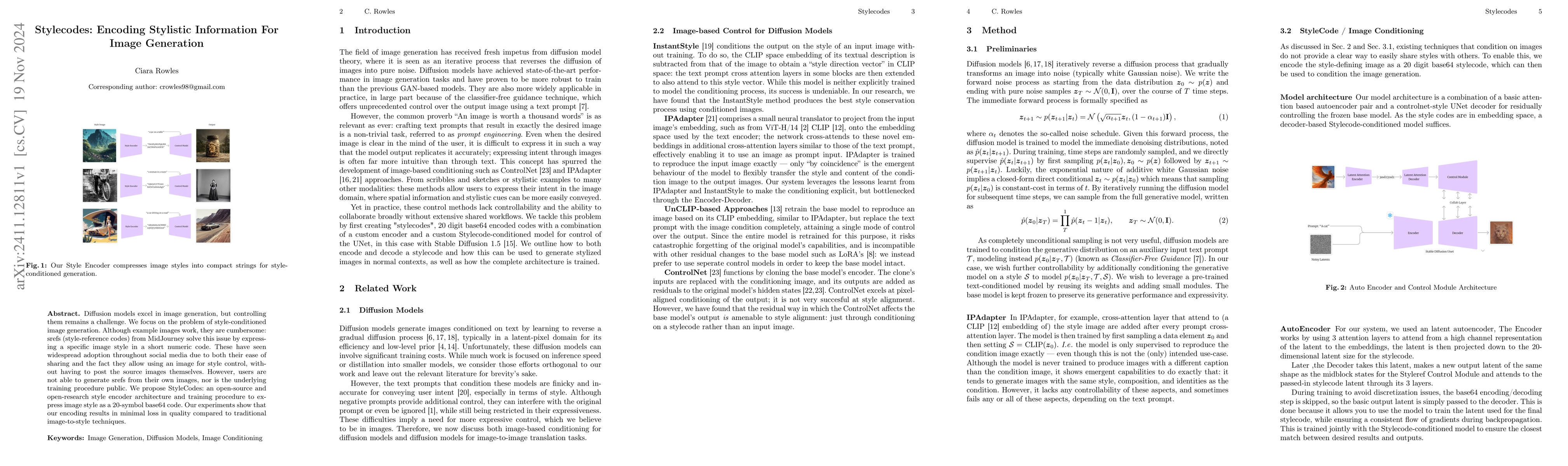 Thumbnail for Stylecodes: Encoding Stylistic Information For Image Generation
