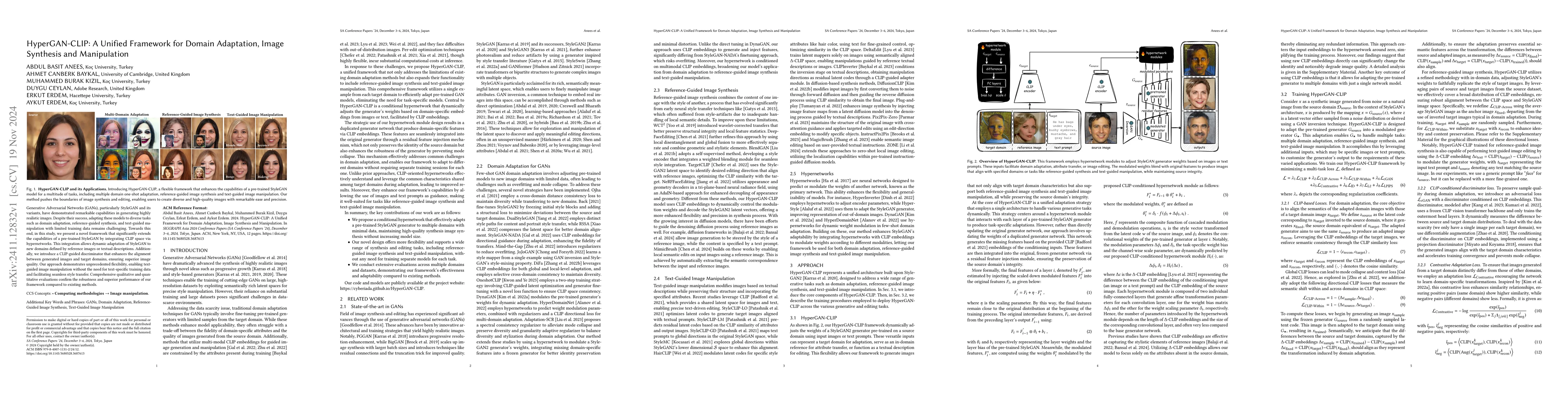 Thumbnail for HyperGAN-CLIP: A Unified Framework for Domain Adaptation, Image
  Synthesis and Manipulation