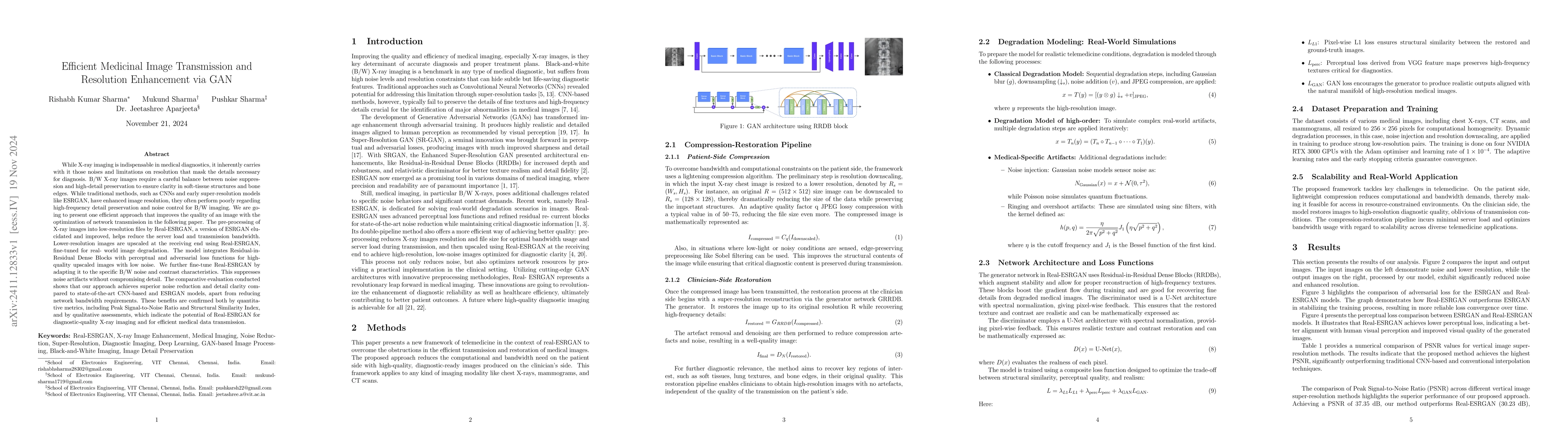 Thumbnail for Efficient Medicinal Image Transmission and Resolution Enhancement via
  GAN