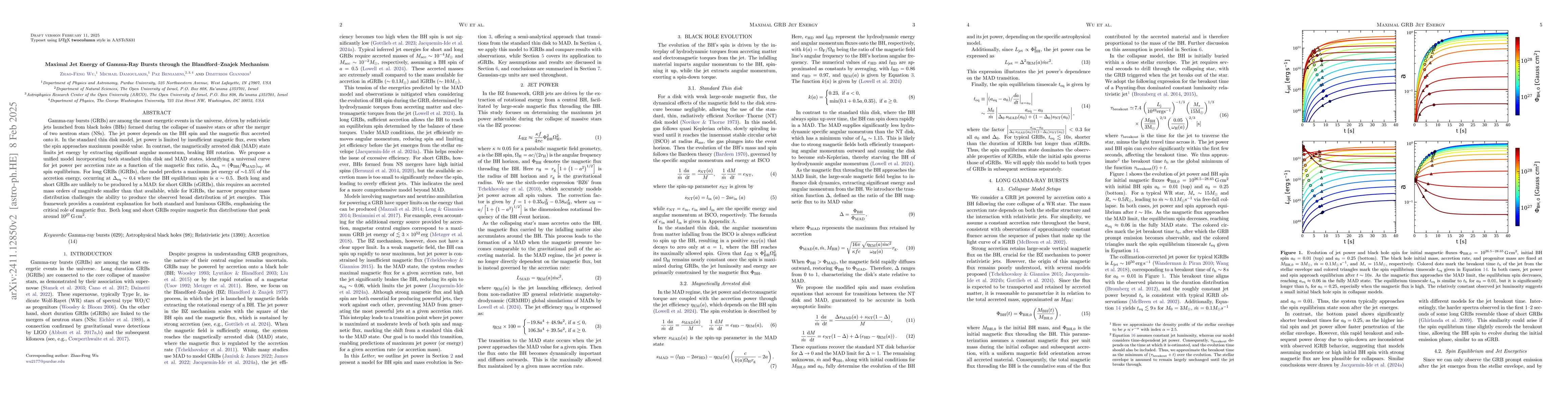 Thumbnail for Maximal Jet Energy of Gamma-Ray Bursts through the Blandford-Znajek
  Mechanism