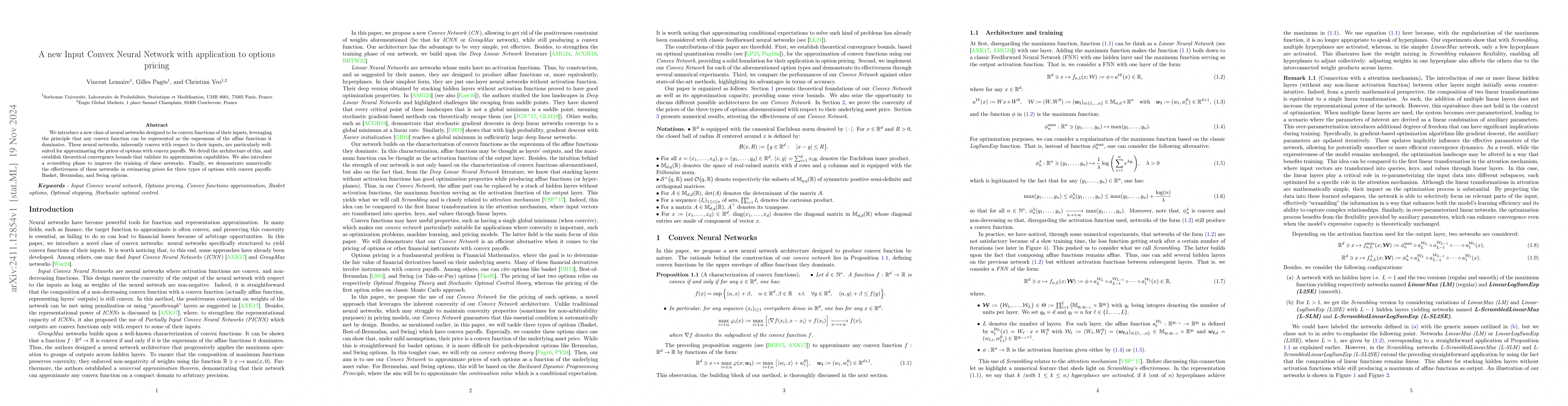 Thumbnail for A new Input Convex Neural Network with application to options pricing