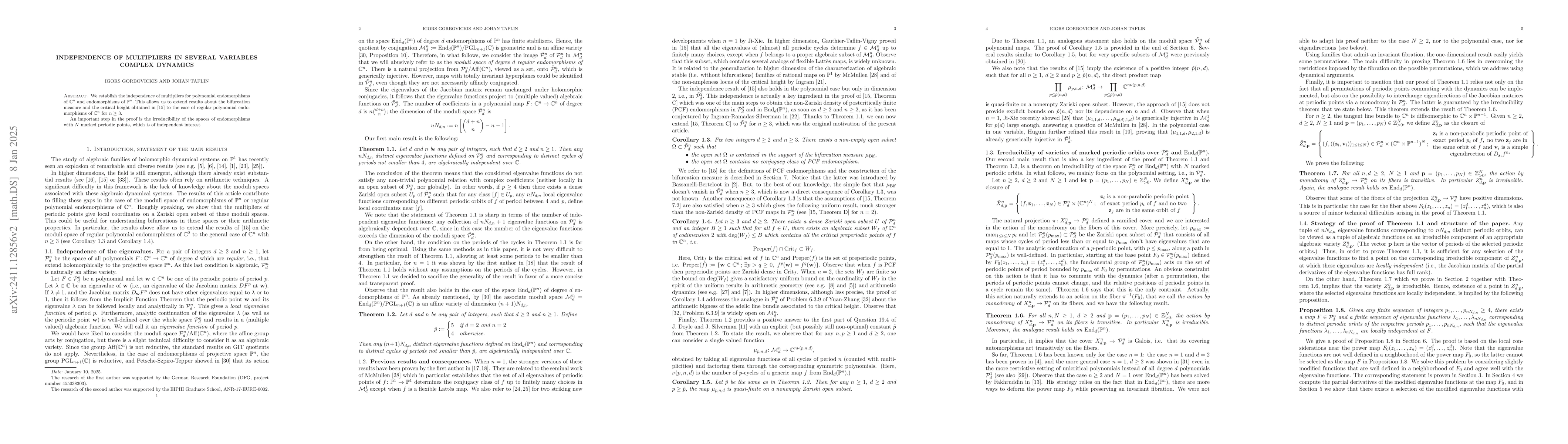 Thumbnail for Independence of multipliers in several variables complex dynamics
