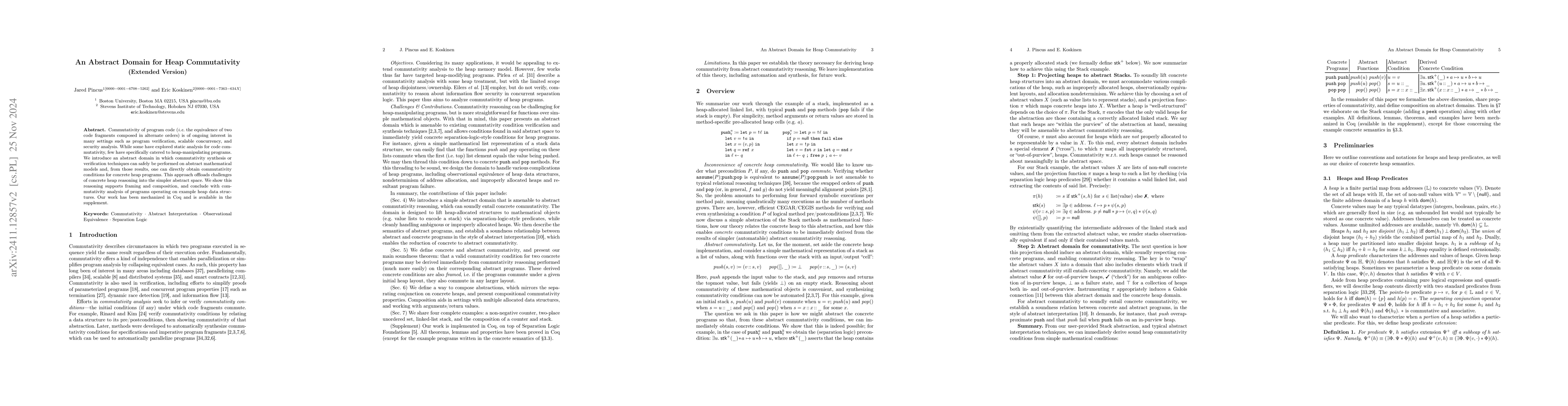 Thumbnail for An Abstract Domain for Heap Commutativity (Extended Version)