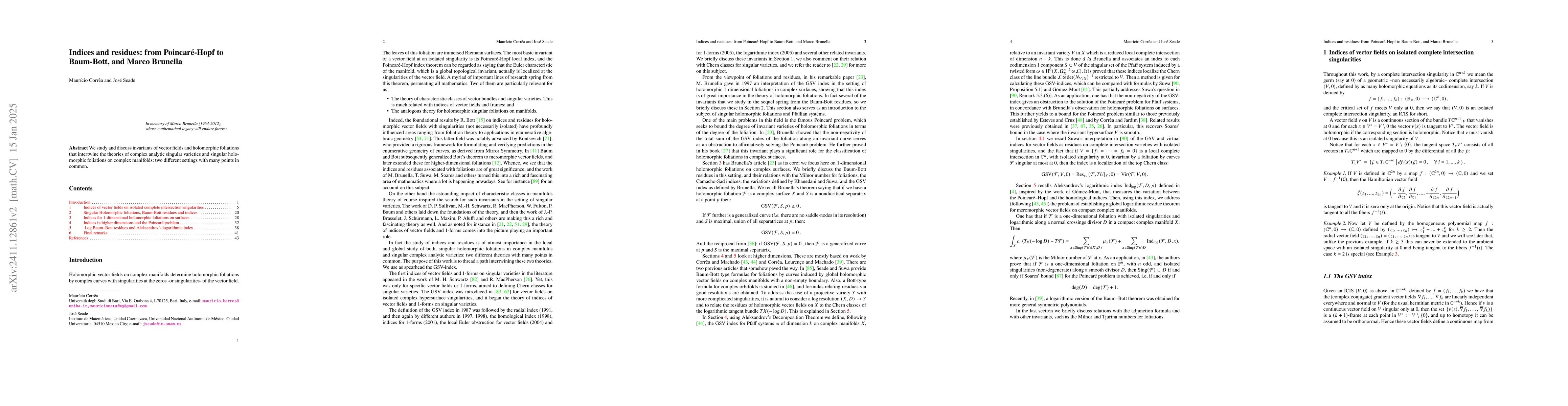 Thumbnail for Indices and residues: from Poincaré-Hopf to Baum-Bott, and Marco
  Brunella