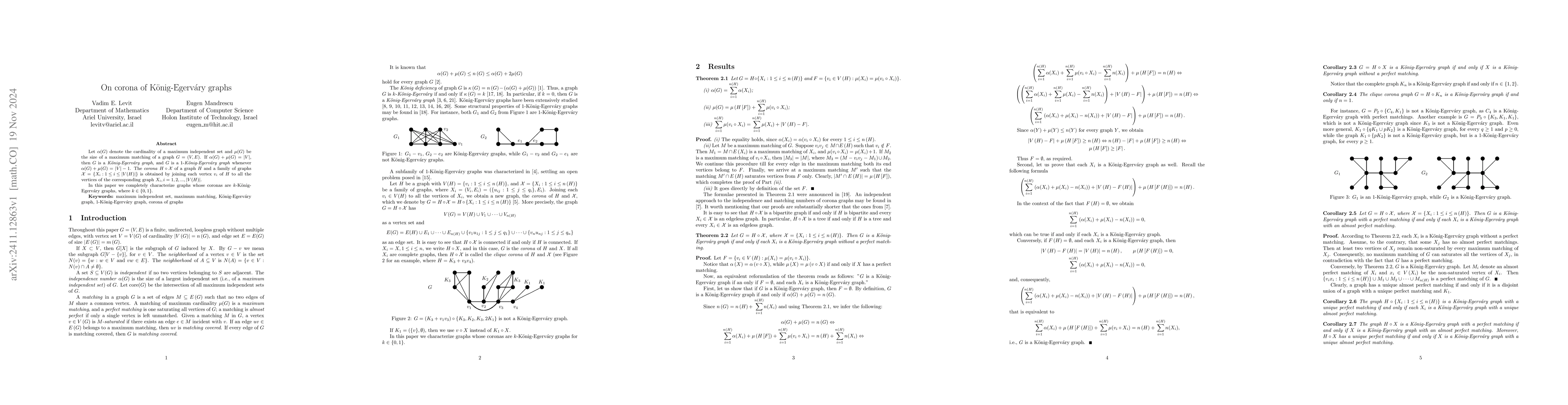 Thumbnail for On corona of Konig-Egervary graphs