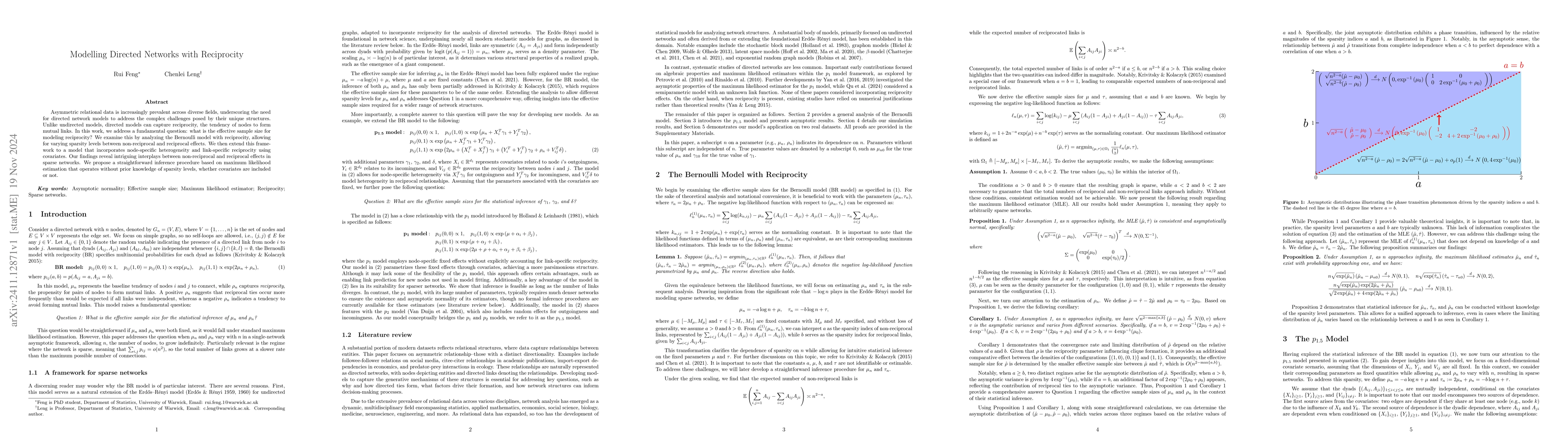 Thumbnail for Modelling Directed Networks with Reciprocity