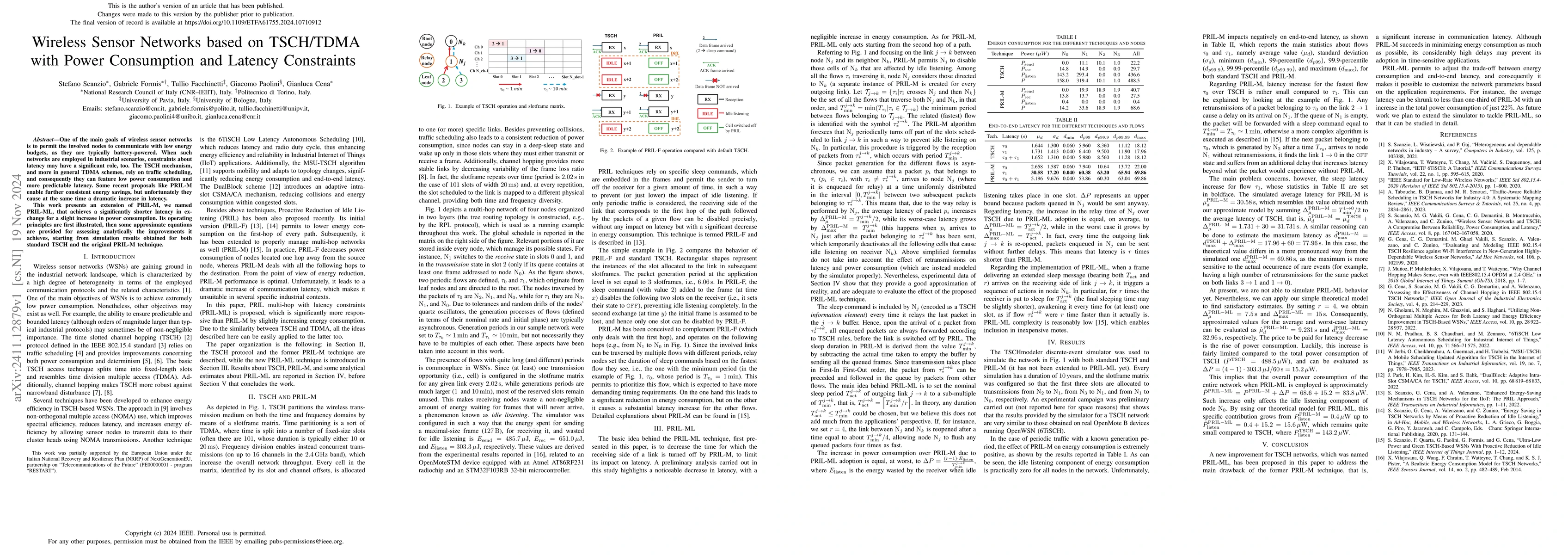 Thumbnail for Wireless Sensor Networks based on TSCH/TDMA with Power Consumption and
  Latency Constraints