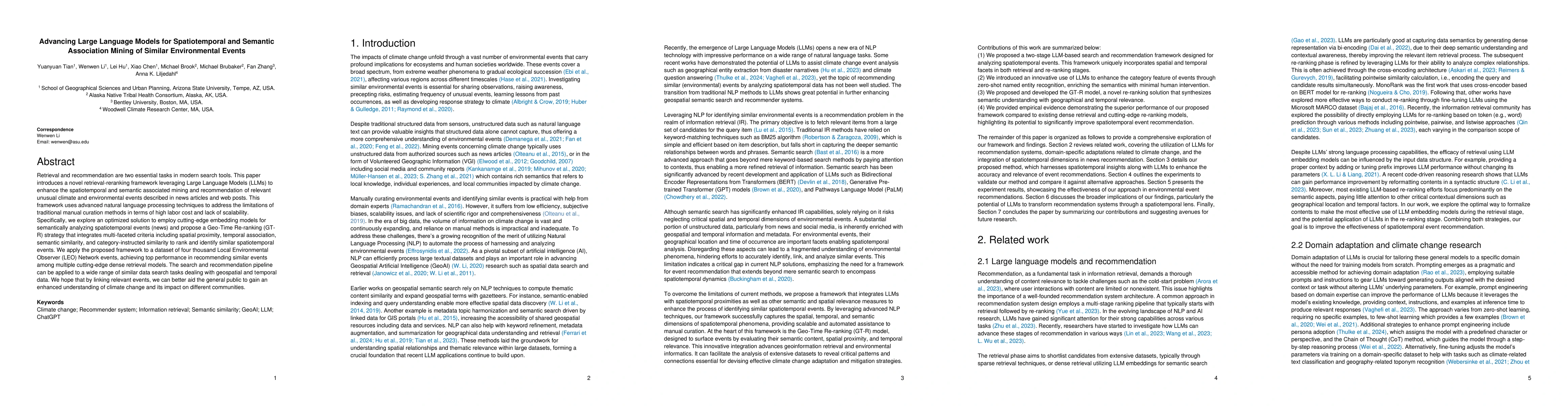 Thumbnail for Advancing Large Language Models for Spatiotemporal and Semantic
  Association Mining of Similar Environmental Events
