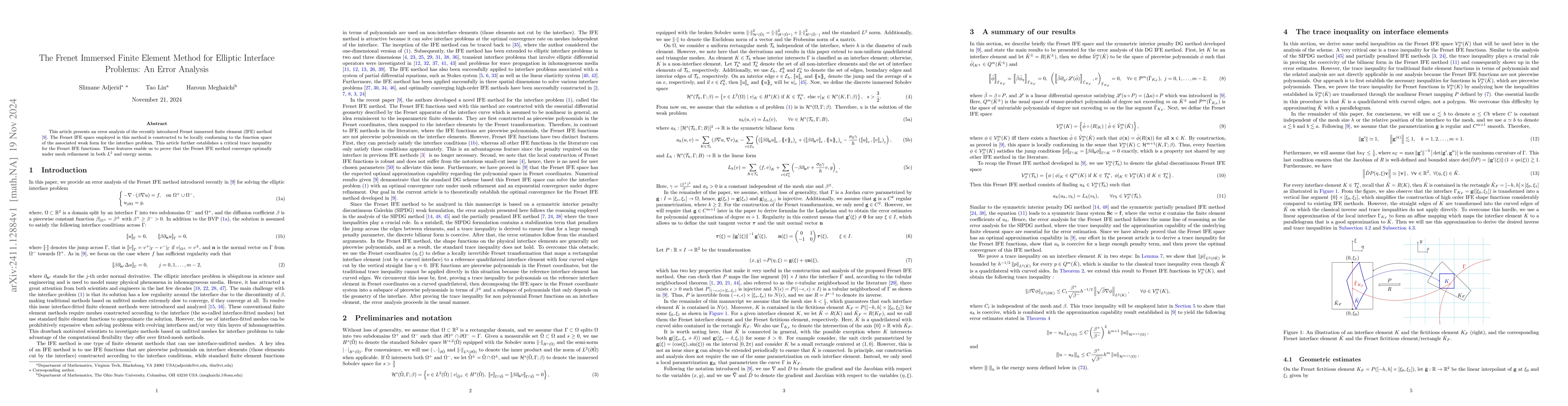 Thumbnail for The Frenet immersed finite element method for elliptic interface
  problems: An error analysis