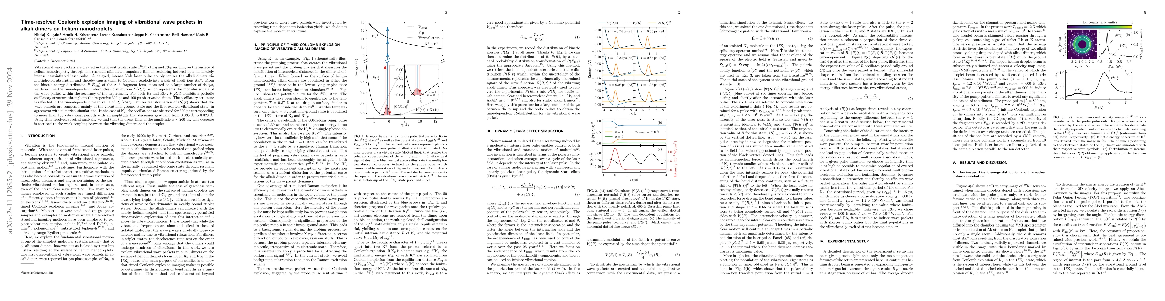 Thumbnail for Time-resolved Coulomb explosion imaging of vibrational wave packets in
  alkali dimers on helium nanodroplets