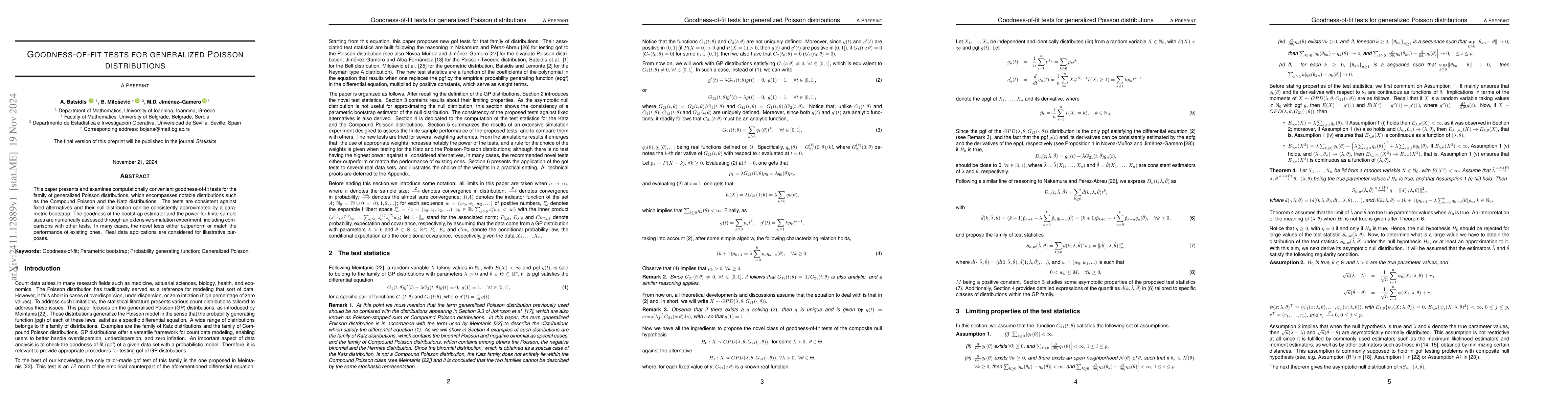 Thumbnail for Goodness-of-fit tests for generalized Poisson distributions