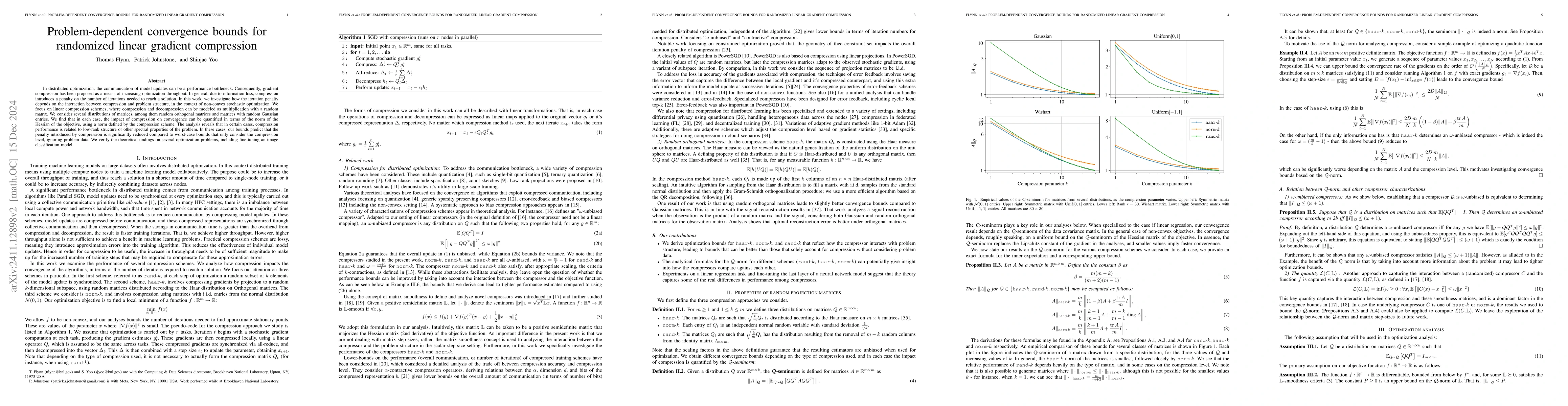 Thumbnail for Problem-dependent convergence bounds for randomized linear gradient
  compression