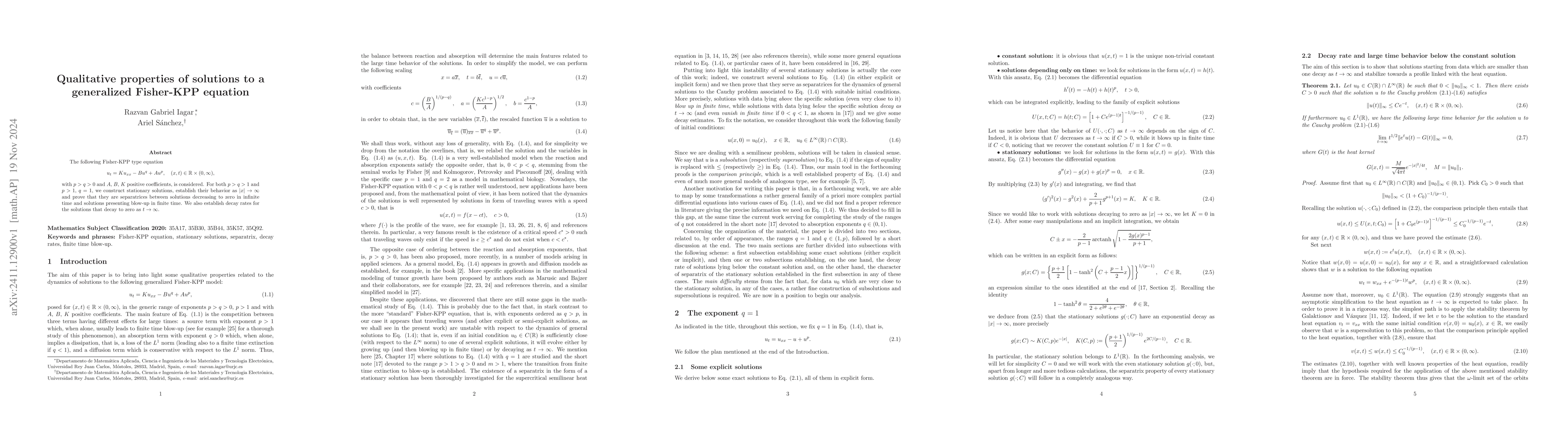 Thumbnail for Qualitative properties of solutions to a generalized Fisher-KPP equation