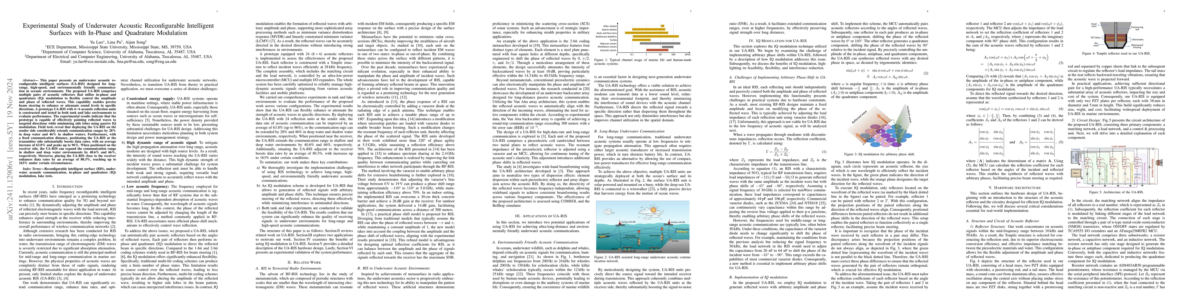 Thumbnail for Experimental Study of Underwater Acoustic Reconfigurable Intelligent
  Surfaces with In-Phase and Quadrature Modulation