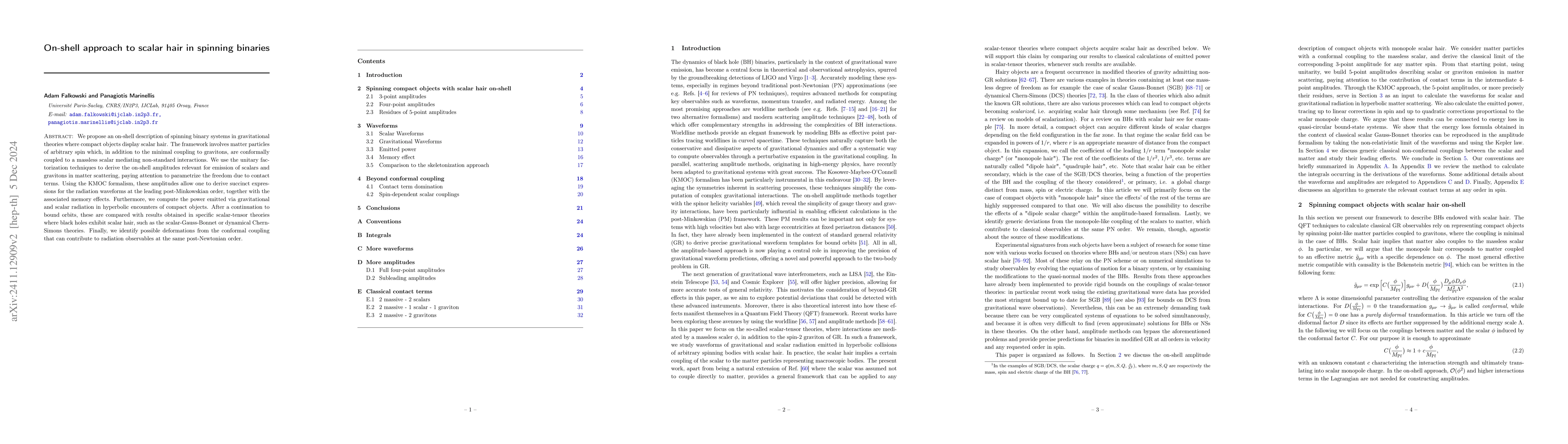 Thumbnail for On-shell approach to scalar hair in spinning binaries
