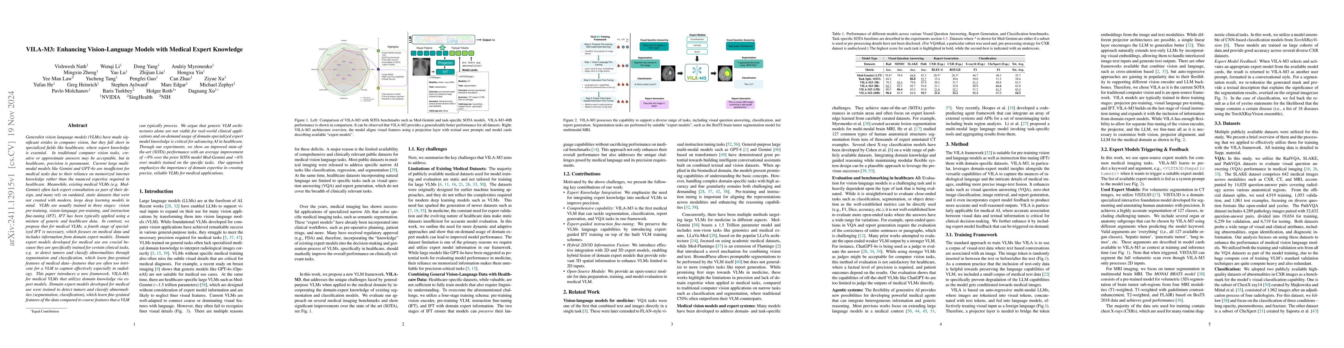 Thumbnail for VILA-M3: Enhancing Vision-Language Models with Medical Expert Knowledge