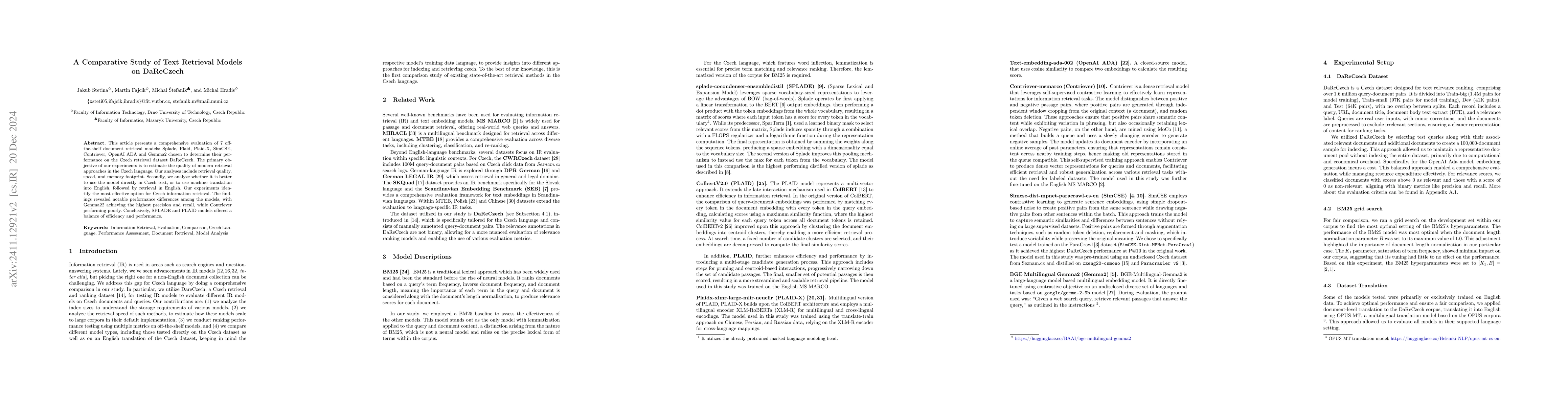 Thumbnail for A Comparative Study of Text Retrieval Models on DaReCzech
