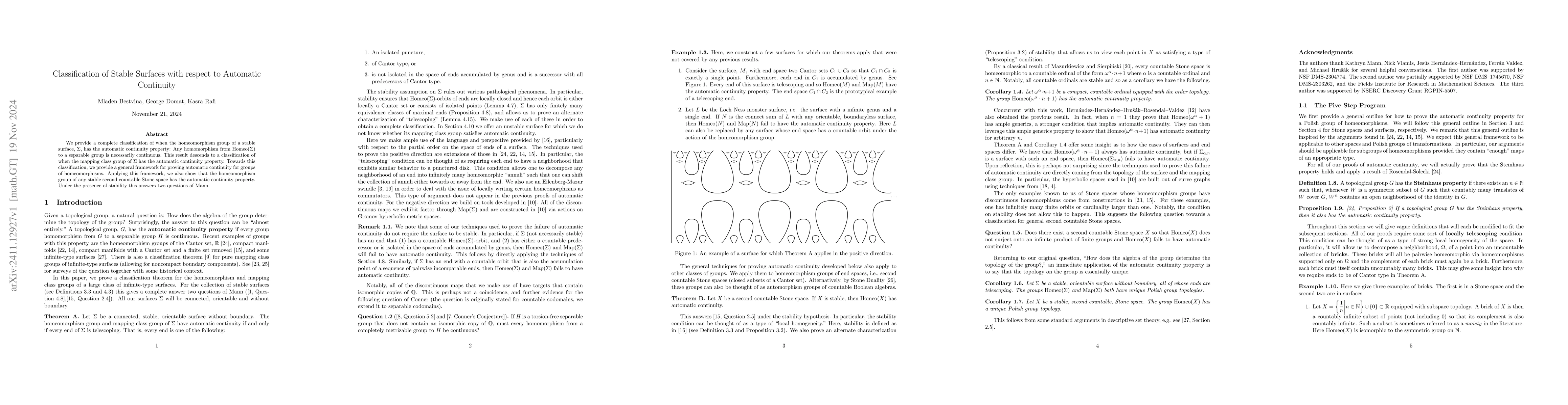 Thumbnail for Classification of Stable Surfaces with respect to Automatic Continuity
