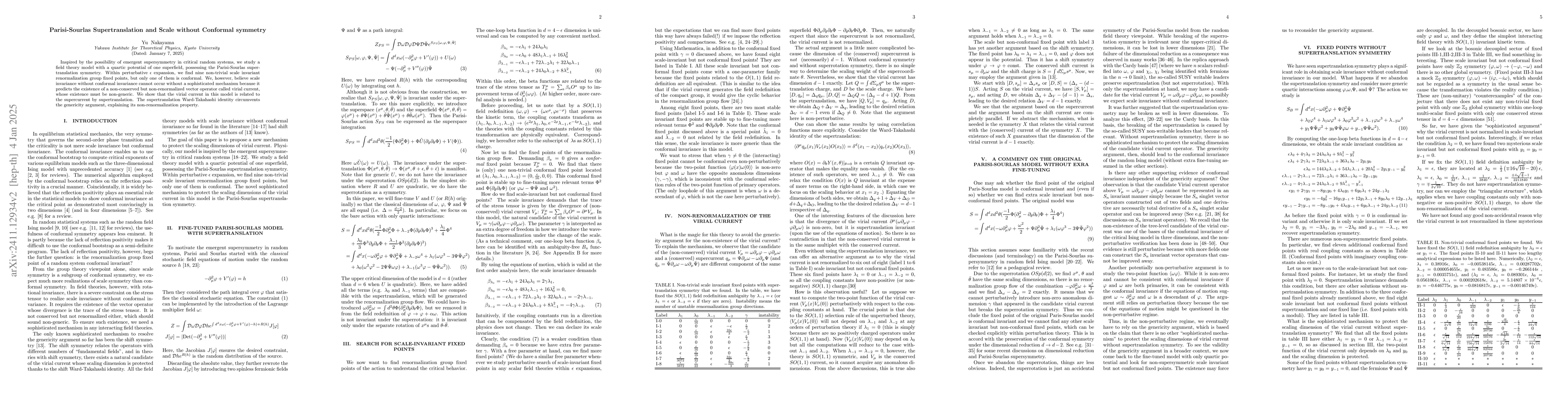 Thumbnail for Parisi-Sourlas Supertranslation and Scale without Conformal symmetry