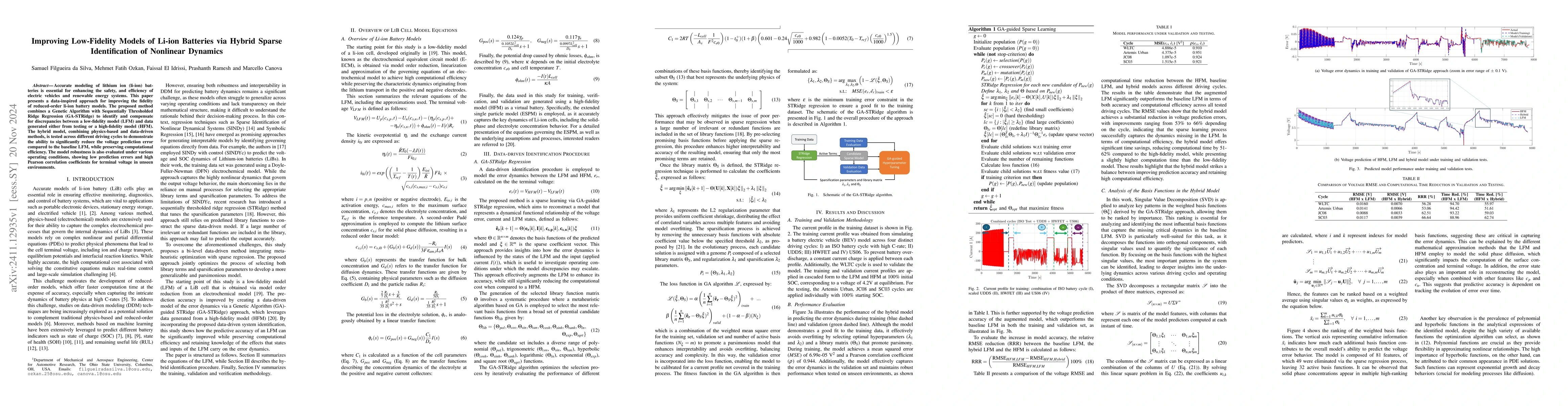 Thumbnail for Improving Low-Fidelity Models of Li-ion Batteries via Hybrid Sparse
  Identification of Nonlinear Dynamics