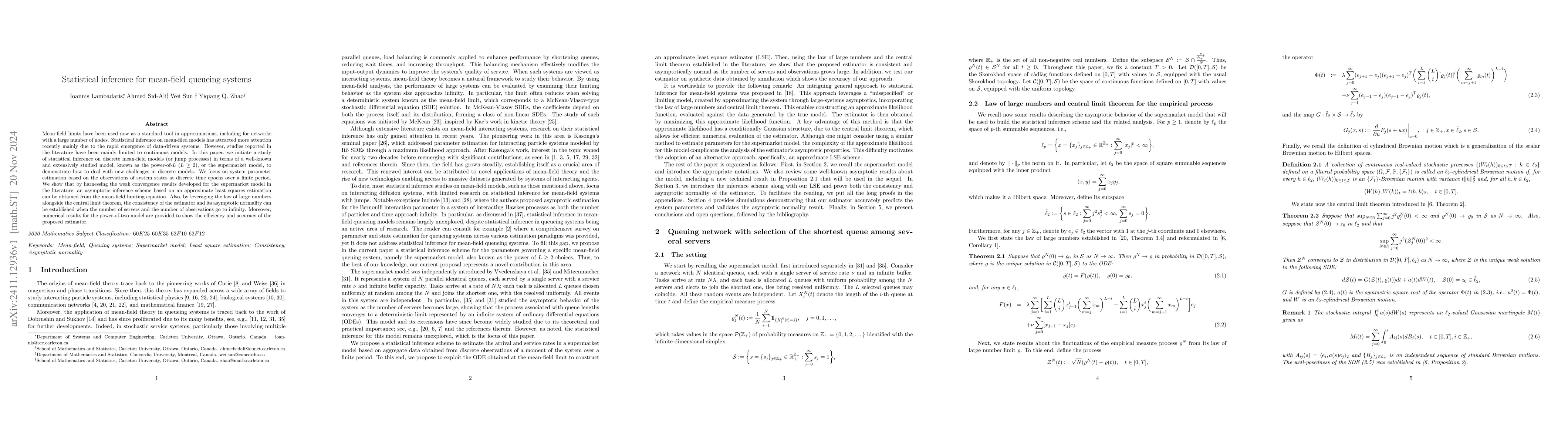 Thumbnail for Statistical inference for mean-field queueing systems