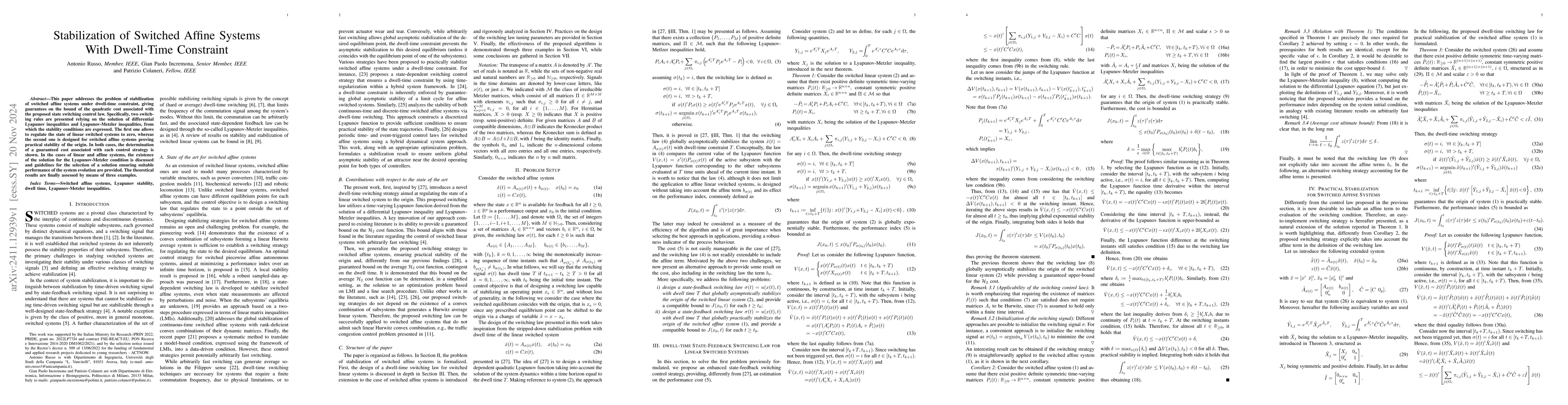 Thumbnail for Stabilization of Switched Affine Systems With Dwell-Time Constraint