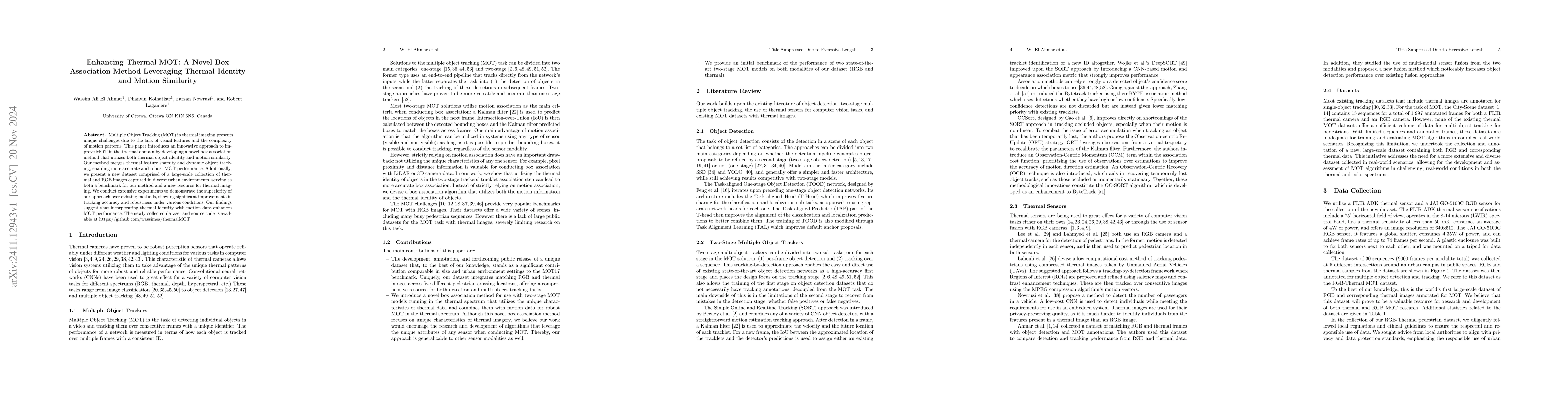 Thumbnail for Enhancing Thermal MOT: A Novel Box Association Method Leveraging Thermal
  Identity and Motion Similarity