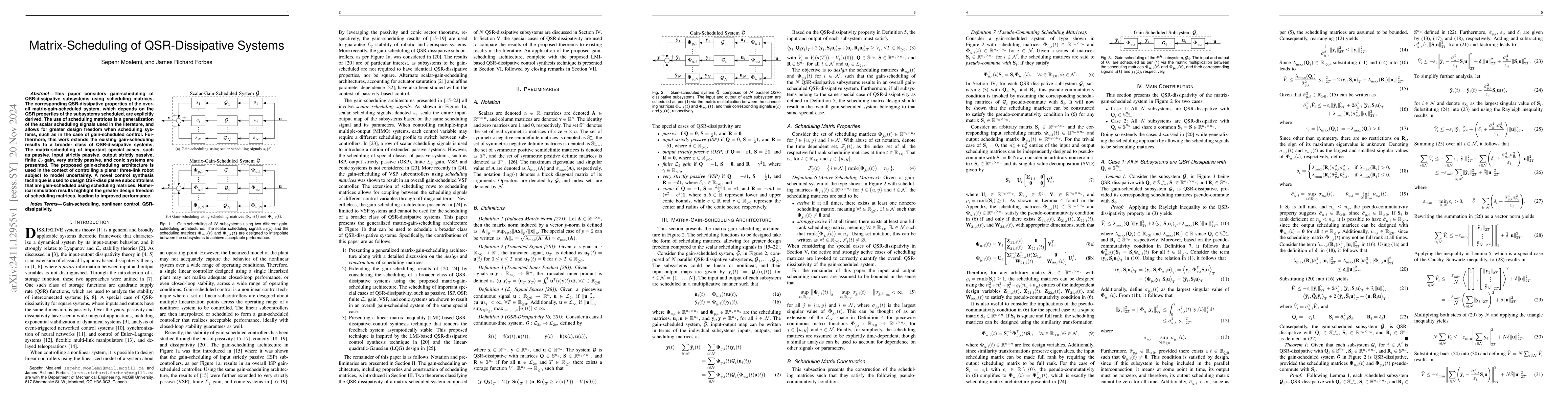 Thumbnail for Matrix-Scheduling of QSR-Dissipative Systems