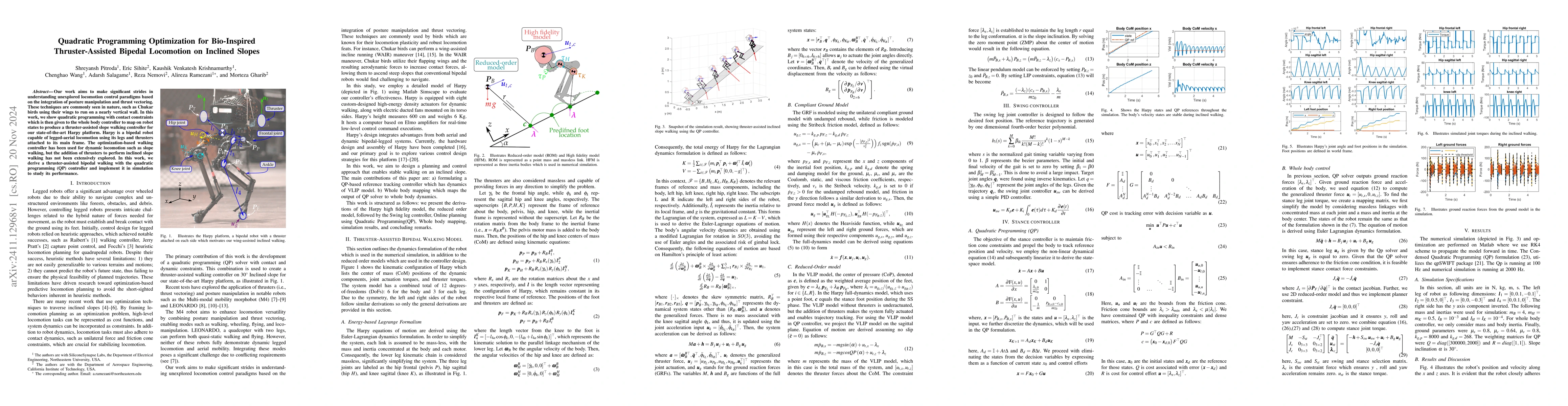 Thumbnail for Quadratic Programming Optimization for Bio-Inspired Thruster-Assisted
  Bipedal Locomotion on Inclined Slopes