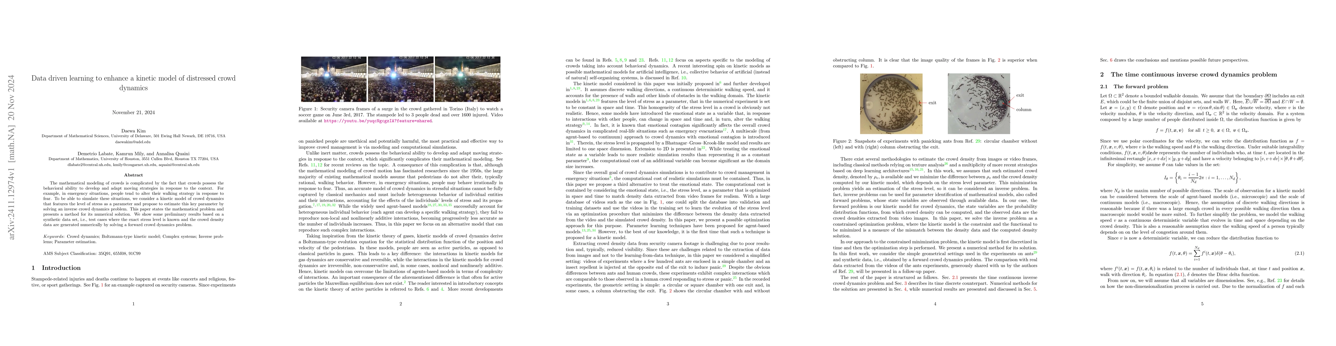 Thumbnail for Data driven learning to enhance a kinetic model of distressed crowd
  dynamics