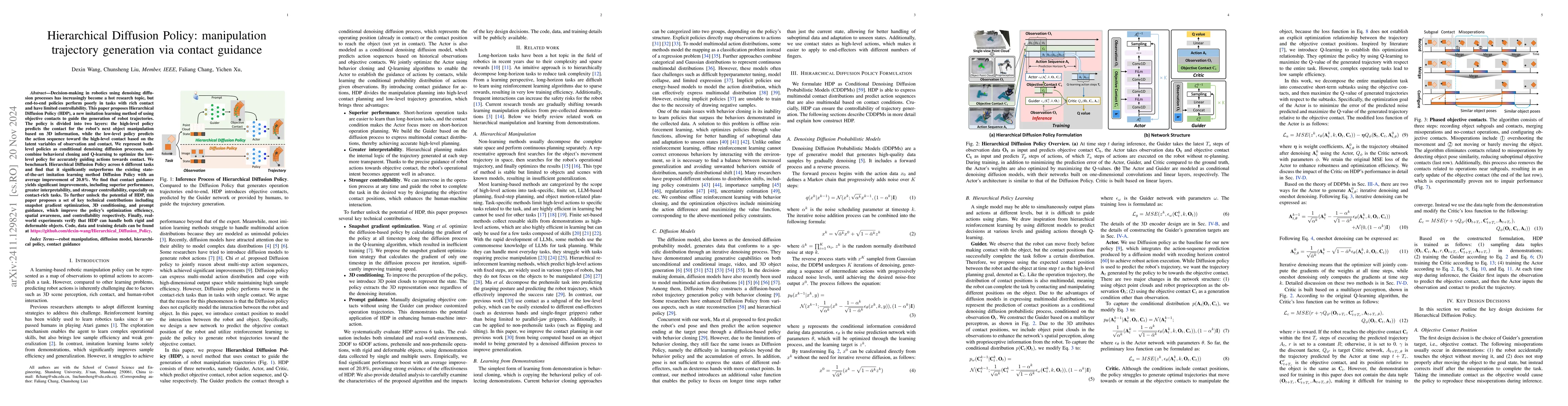 Thumbnail for Hierarchical Diffusion Policy: manipulation trajectory generation via
  contact guidance