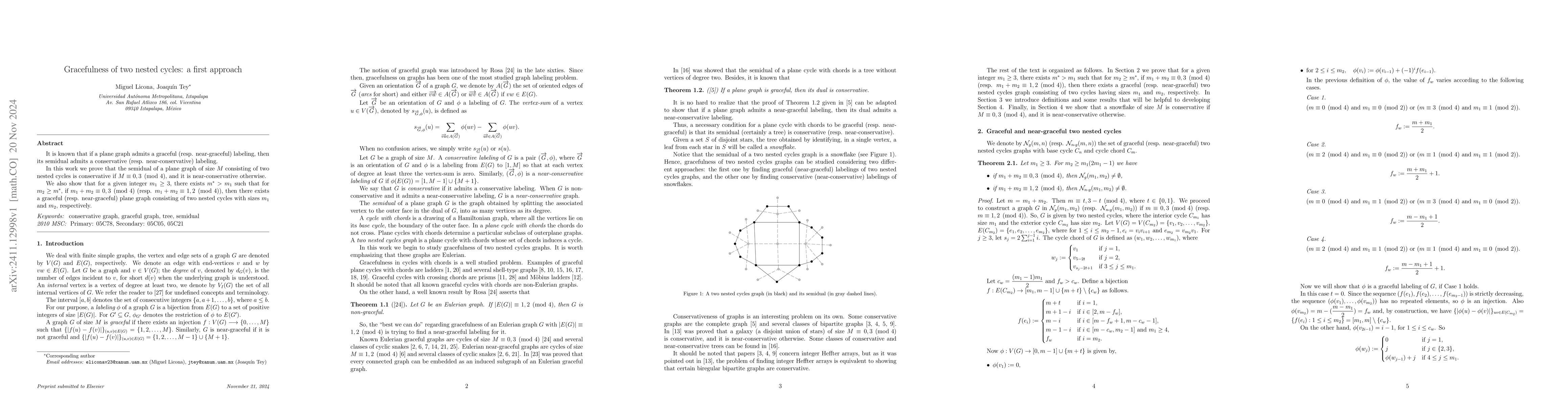 Thumbnail for Gracefulness of two nested cycles: a first approach