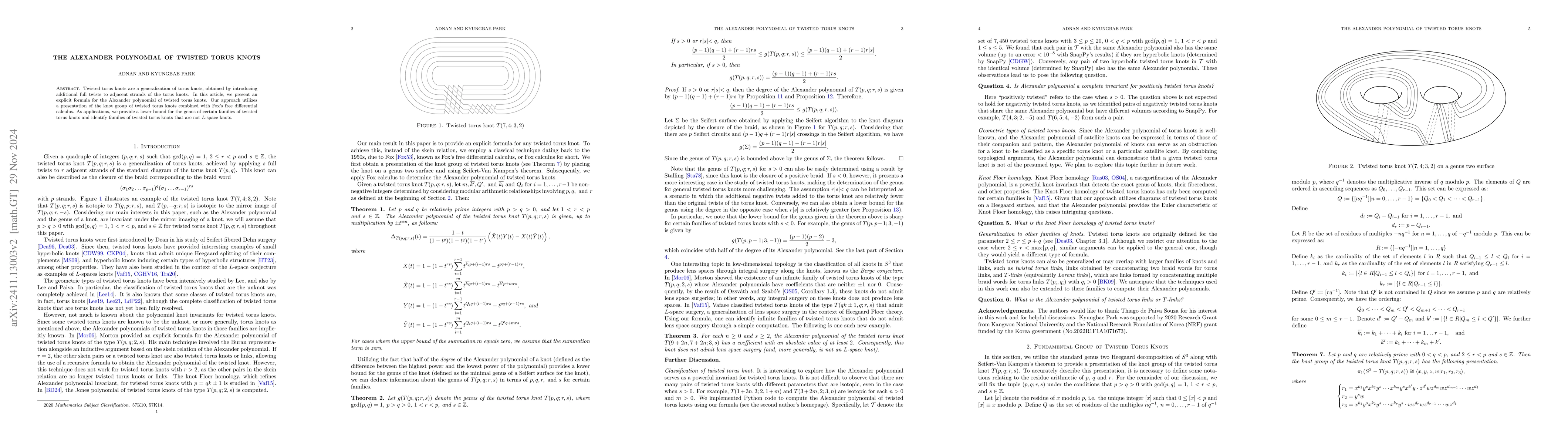 Thumbnail for The Alexander polynomial of twisted torus knots