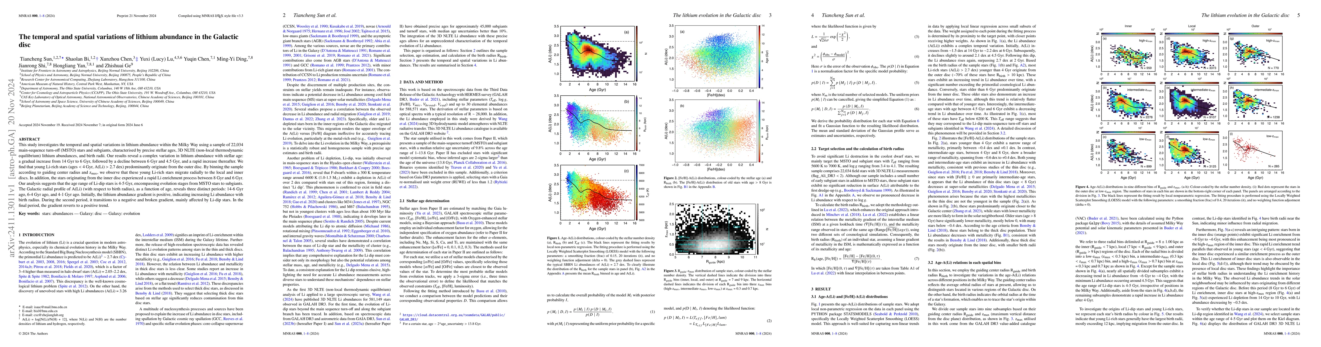 Thumbnail for The temporal and spatial variations of lithium abundance in the Galactic
  disc