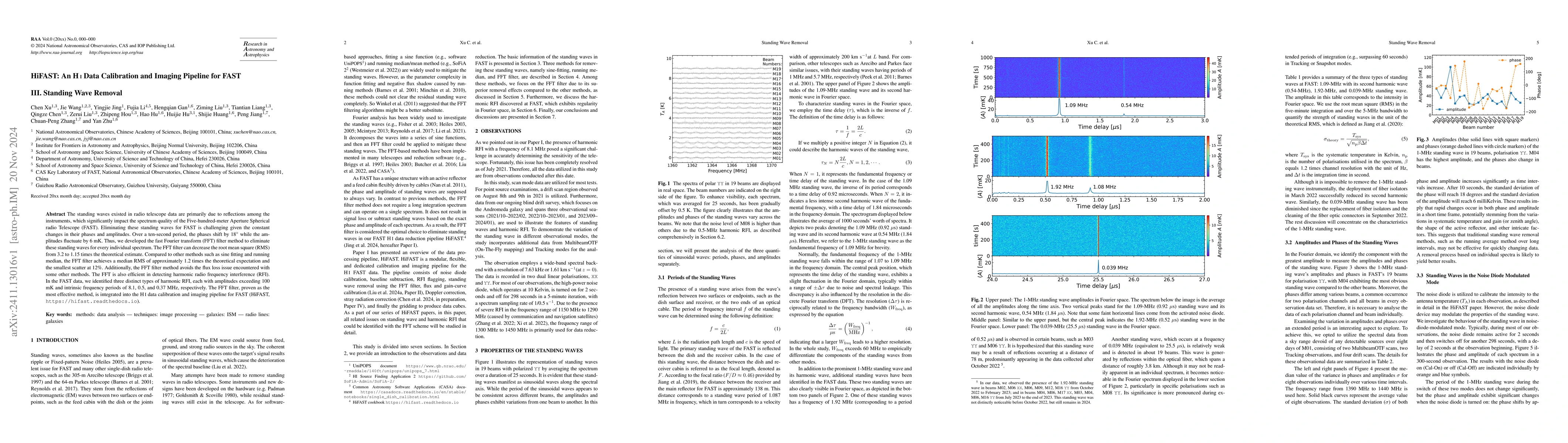 Thumbnail for HiFAST: An HI Data Calibration and Imaging Pipeline for FAST III.
  Standing Wave Removal