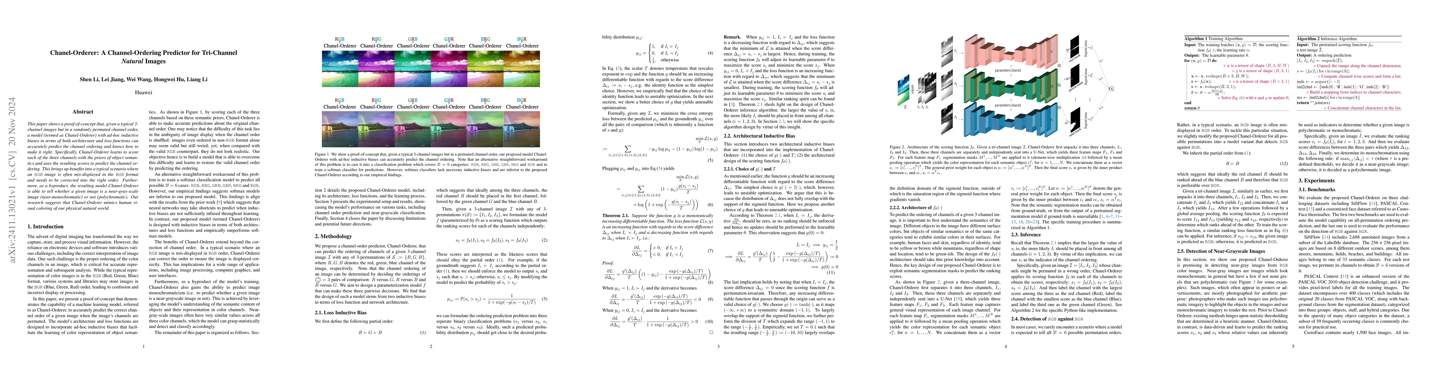 Thumbnail for Chanel-Orderer: A Channel-Ordering Predictor for Tri-Channel Natural
  Images