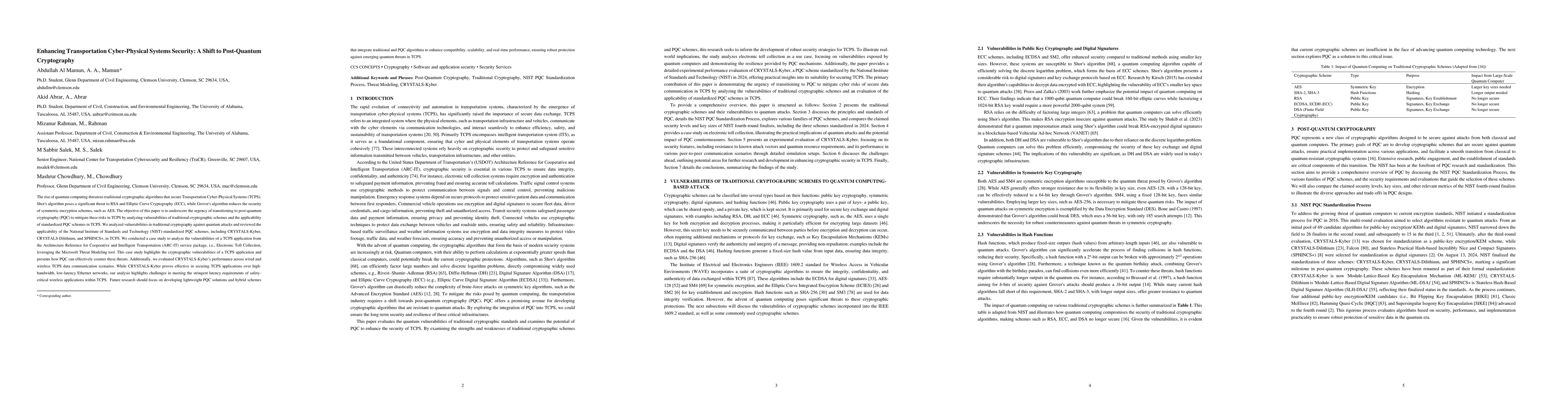 Thumbnail for Enhancing Transportation Cyber-Physical Systems Security: A Shift to
  Post-Quantum Cryptography