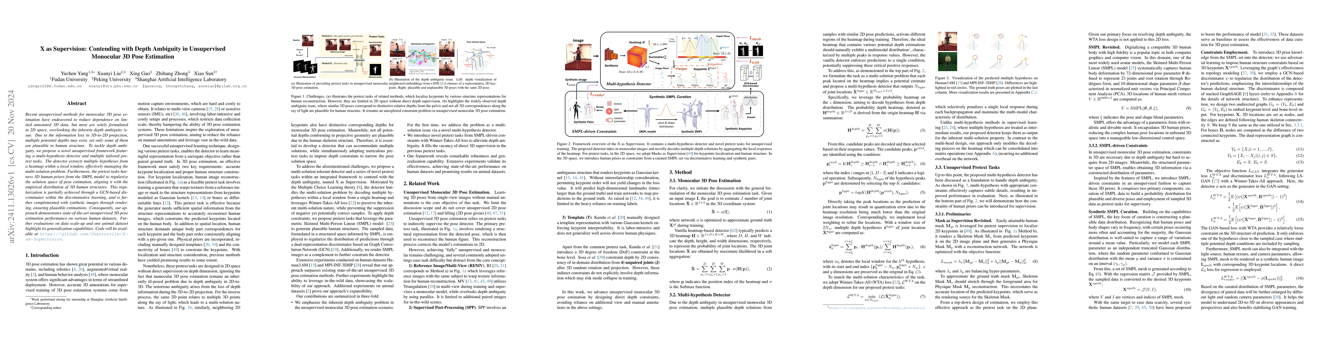 Thumbnail for X as Supervision: Contending with Depth Ambiguity in Unsupervised
  Monocular 3D Pose Estimation