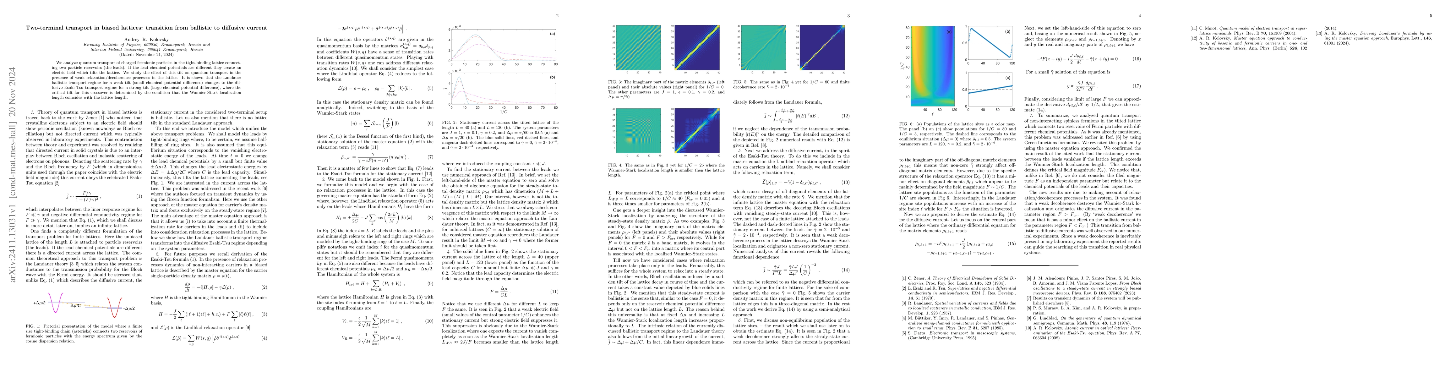 Thumbnail for Two-terminal transport in biased lattices: transition from ballistic to
  diffusive current