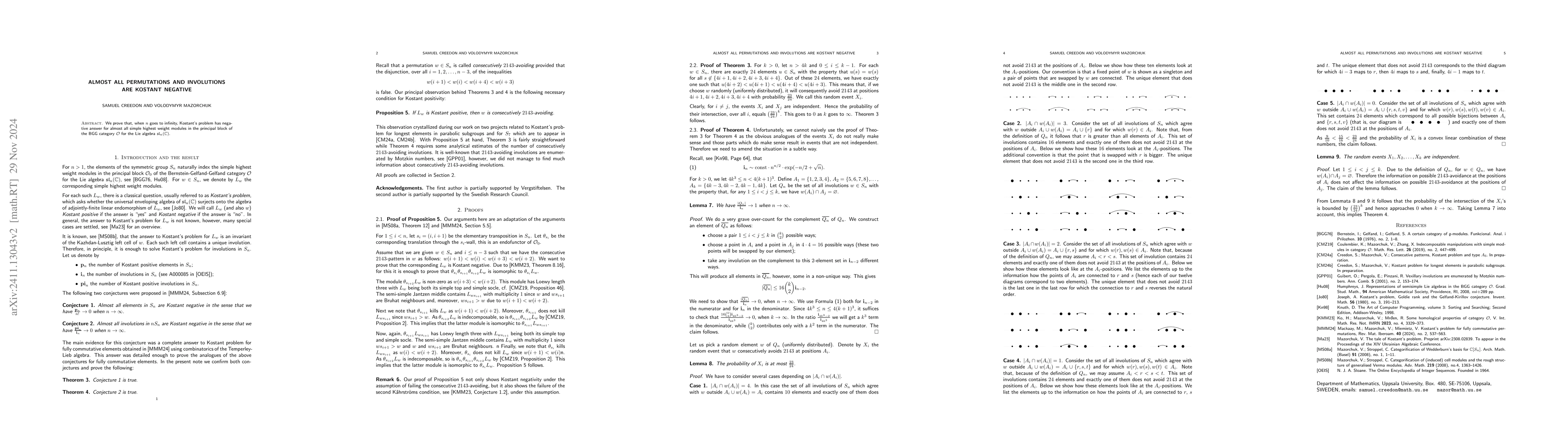 Thumbnail for Almost all permutations and involutions are Kostant negative