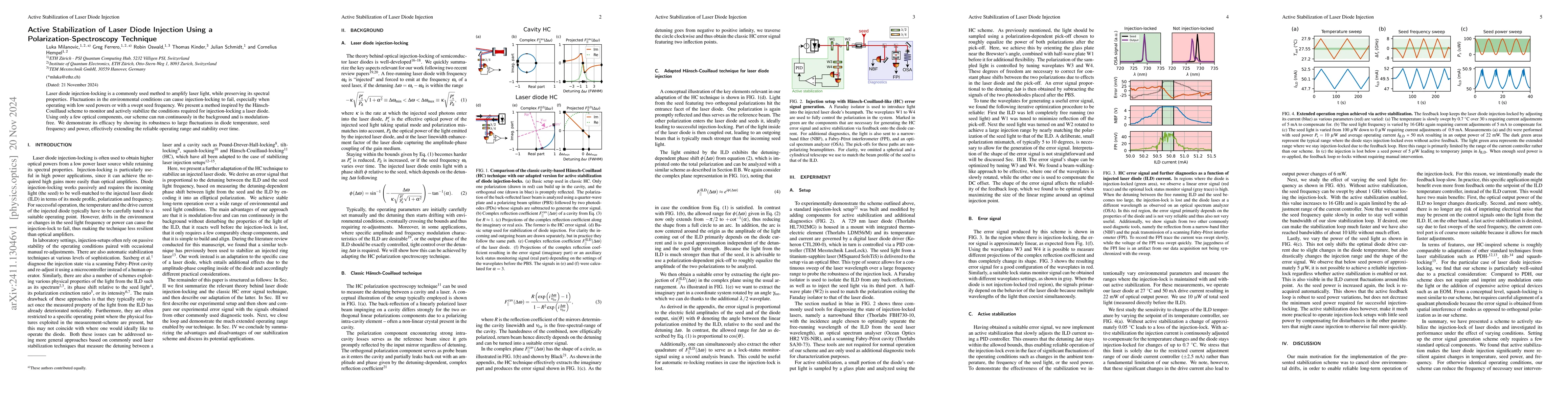 Thumbnail for Active Stabilization of Laser Diode Injection Using a
  Polarization-Spectroscopy Technique