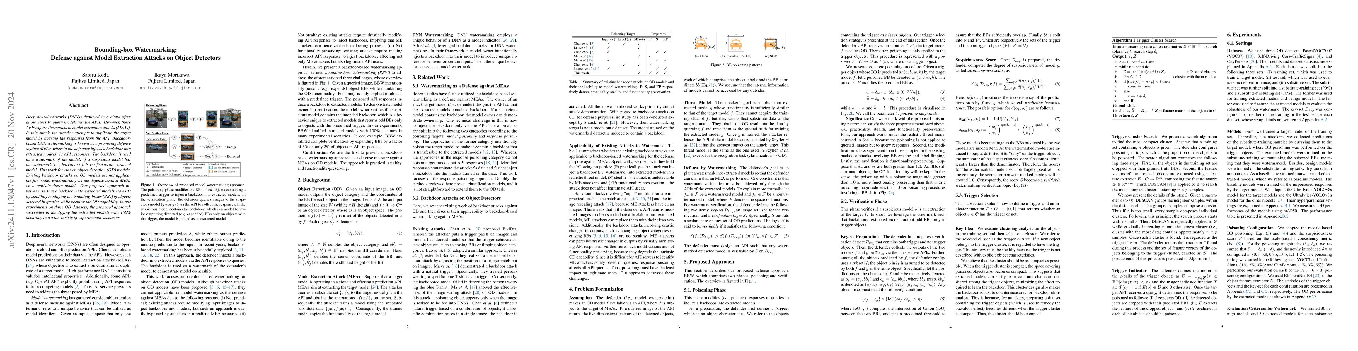 Thumbnail for Bounding-box Watermarking: Defense against Model Extraction Attacks on
  Object Detectors