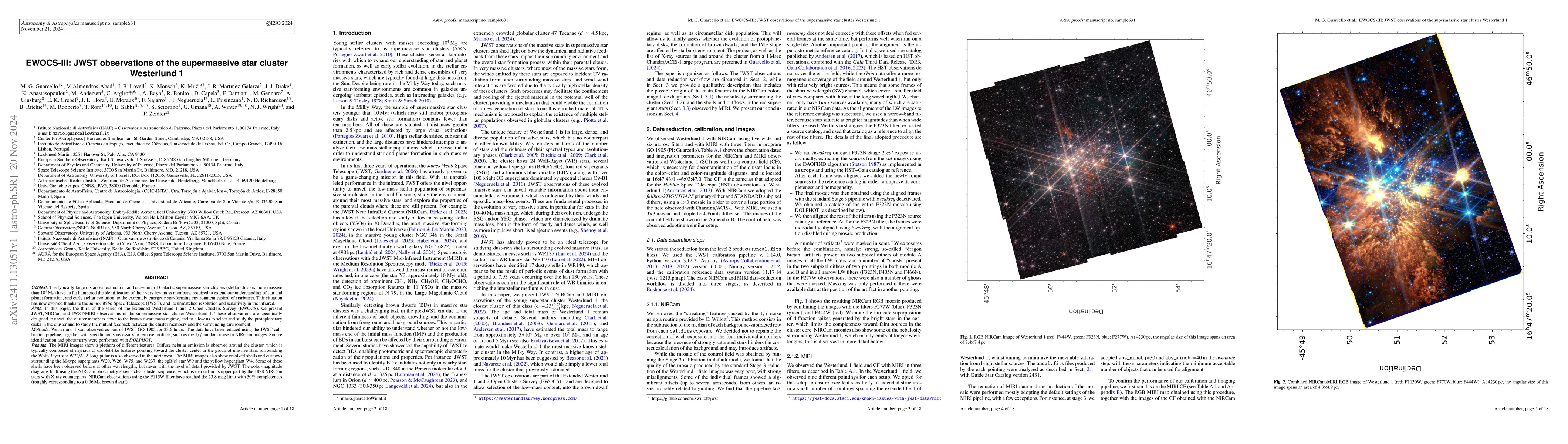 Thumbnail for EWOCS-III: JWST observations of the supermassive star cluster Westerlund
  1